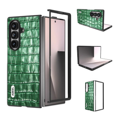 Coque Z Fold 8 Ultra cuir véritable motif crocodile