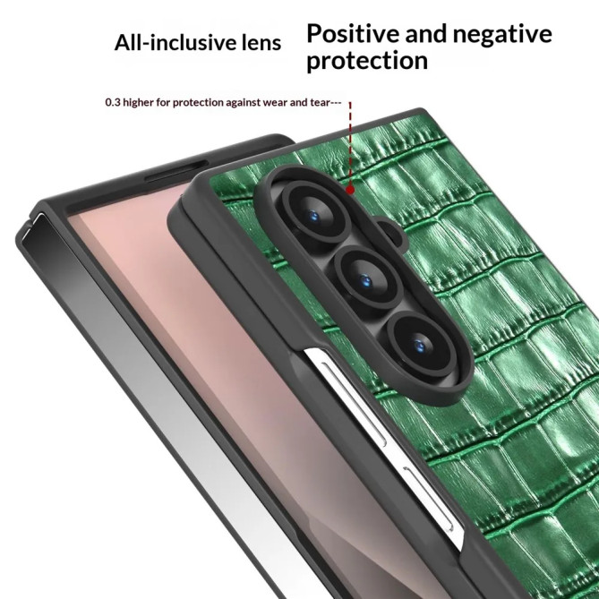Coque Z Fold 8 Ultra cuir véritable motif crocodile