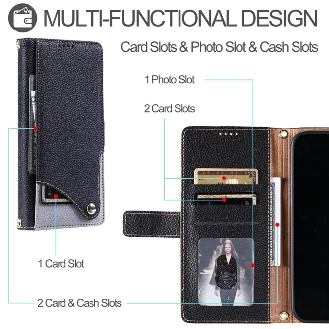 Housse Google Pixel 11 Pro XL Portefeuille Bandoulière Multi-Cartes