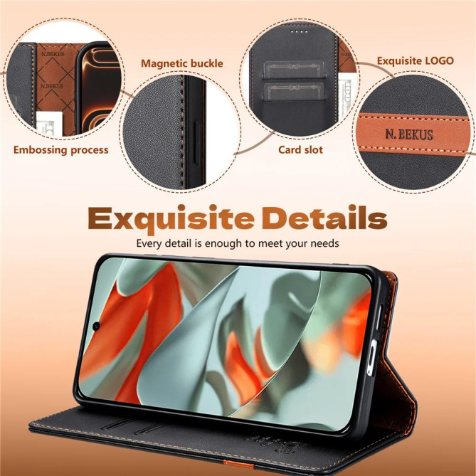 Housse Google Pixel 11 Pro XL N.BEKUS Rabat Flip Anti-RFID