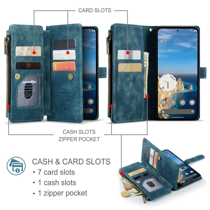 Housse Google Pixel 11 Pro / 11 C30 Portefeuille Zippé 10 Cartes