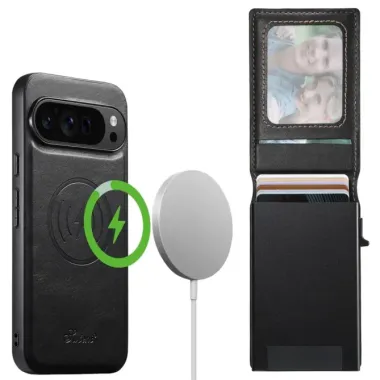 Coque Google Pixel 11 SUTENI H19 lisse avec porte-cartes magnétique