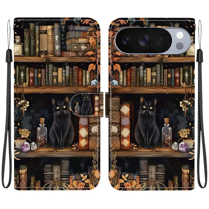 Housse Google Pixel 11 / 11 Pro Chat noir en bibliothèque