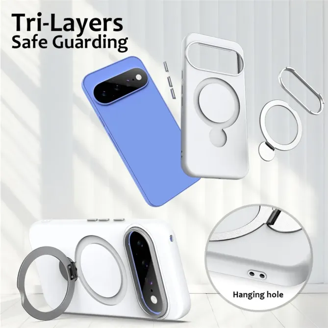 Coque Google Pixel 11 Pro XL magnétique avec anneau-support rotatif