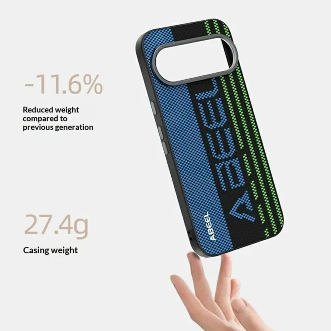 Coque Google Pixel 11 Pro ABEEL magnétique trame tech bleue