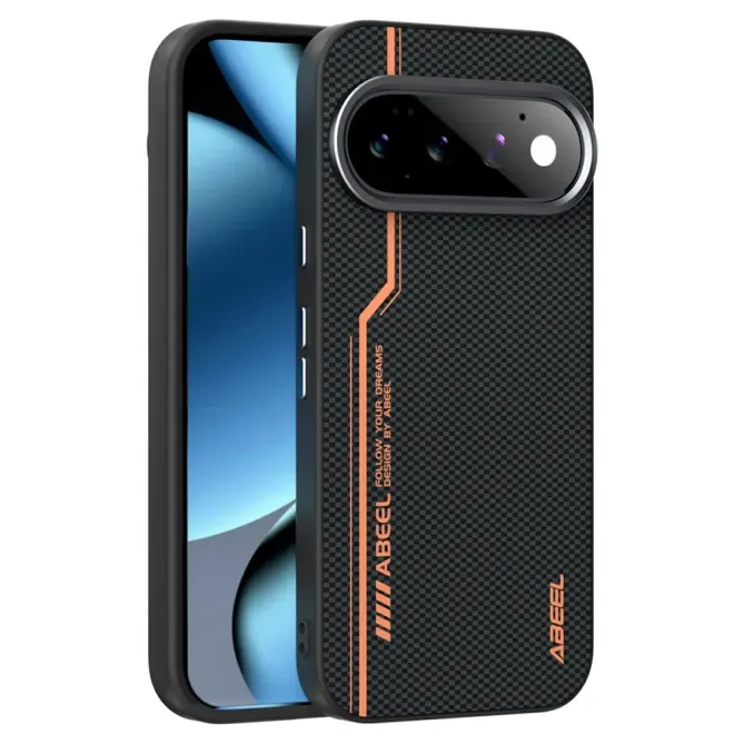 Coque Google Pixel 11 Pro ABEEL magnétique liseré orange carbone