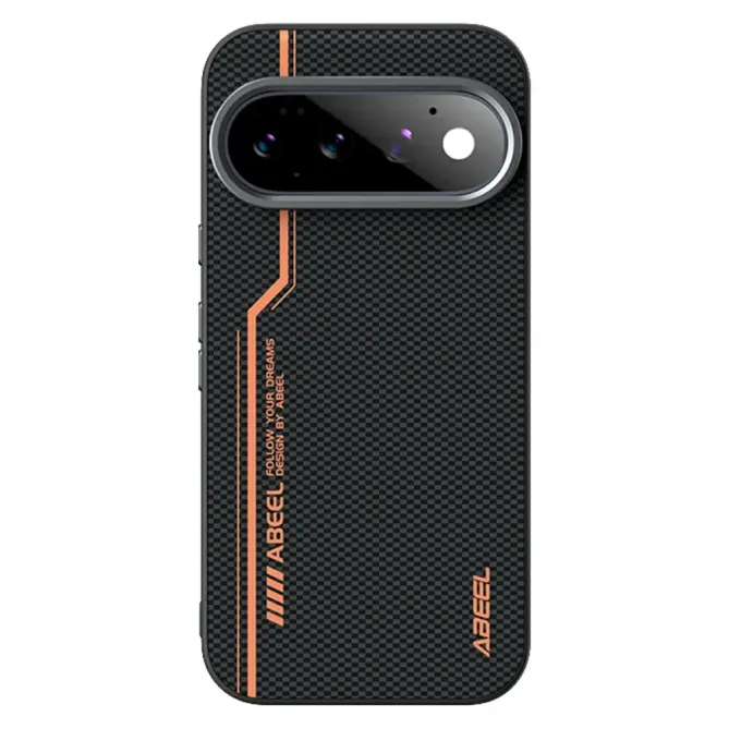 Coque Google Pixel 11 Pro ABEEL magnétique liseré orange carbone