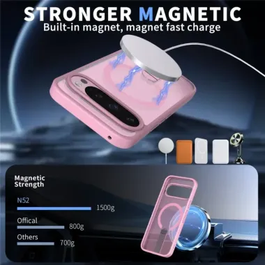 Coque Google Pixel 11 Pro XL transparente magnétique avec anneau-support