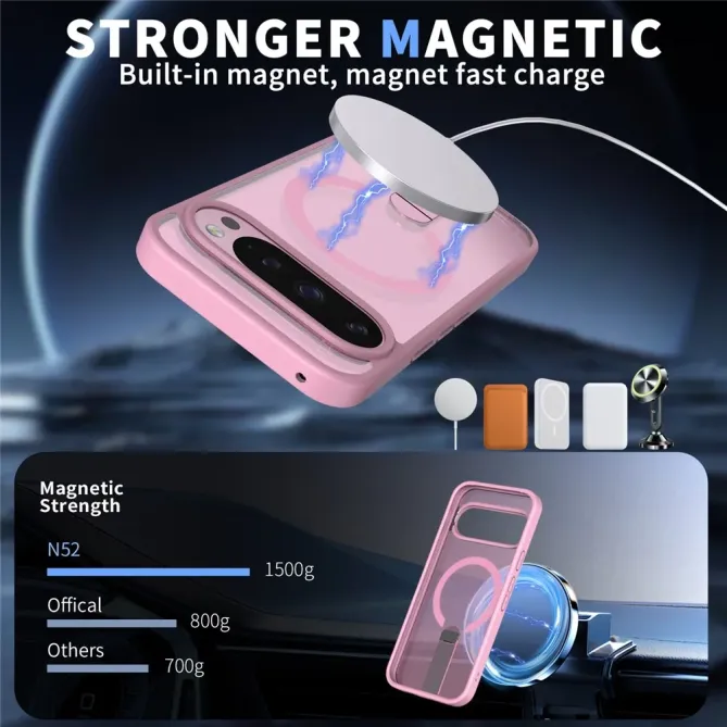 Coque Google Pixel 11 Pro XL transparente magnétique avec anneau-support