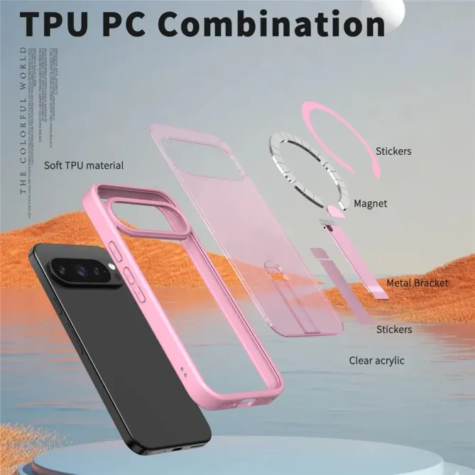 Coque Google Pixel 11 Pro XL transparente magnétique avec anneau-support