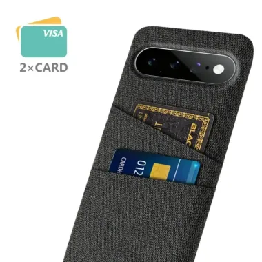 Coque Google Pixel 11 Pro XL textile à deux compartiments cartes