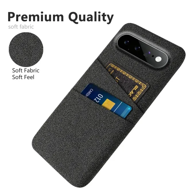 Coque Google Pixel 11 Pro XL textile à deux compartiments cartes
