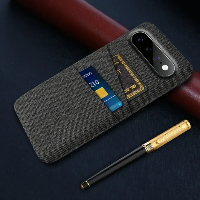 Coque Google Pixel 11 Pro XL textile à deux compartiments cartes