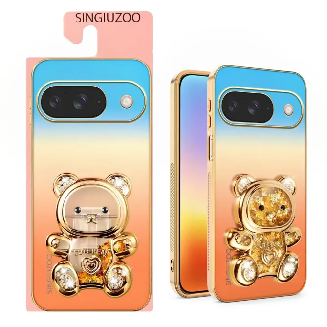 Coque Google Pixel 11 / 11 Pro SINGIUZOO ours pailleté avec support