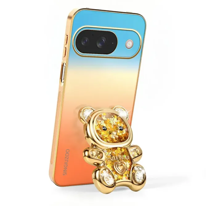 Coque Google Pixel 11 / 11 Pro SINGIUZOO ours pailleté avec support