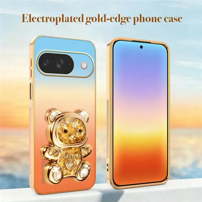Coque Google Pixel 11 / 11 Pro SINGIUZOO ours pailleté avec support