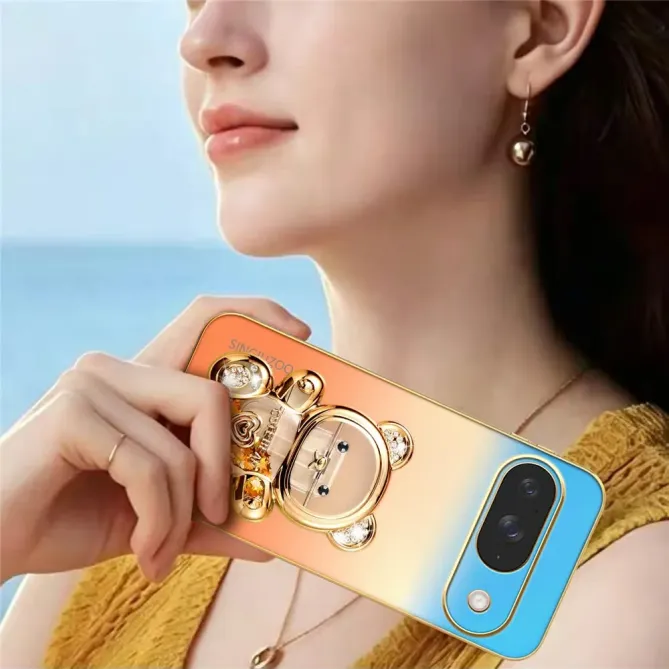 Coque Google Pixel 11 / 11 Pro SINGIUZOO ours pailleté avec support