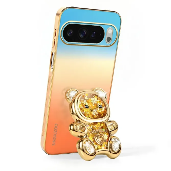 Coque Google Pixel 11 Pro XL SINGIUZOO ours pailleté avec support