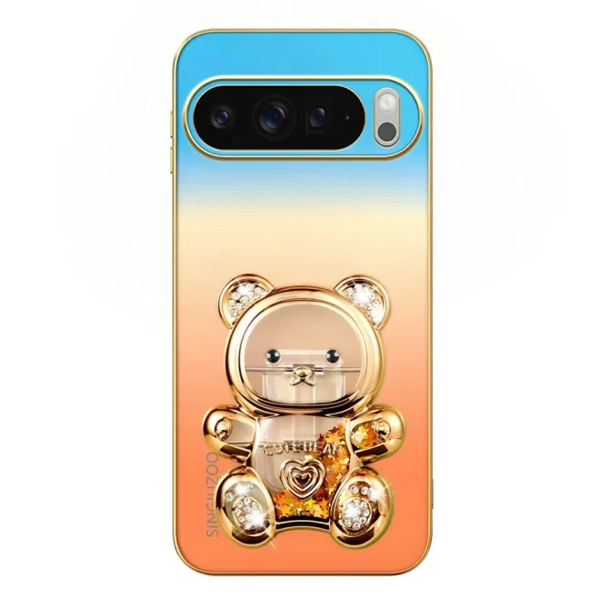 Coque Google Pixel 11 Pro XL SINGIUZOO ours pailleté avec support