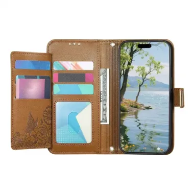 Housse Google Pixel 11 / 11 Pro feuilles embossées avec poche zippée