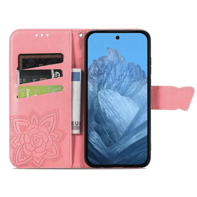 Housse Google Pixel 11 / 11 Pro papillon embossé avec dragonne