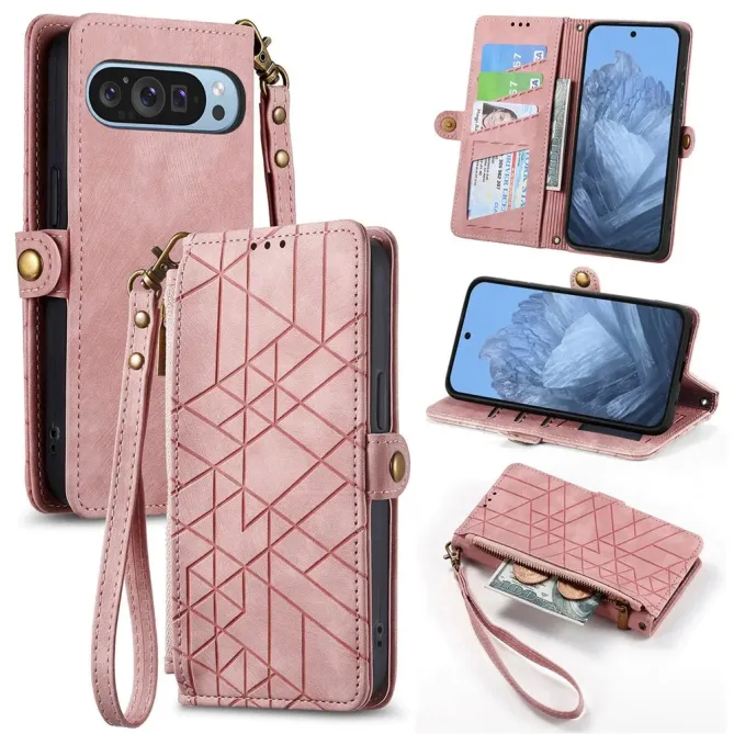 Housse Google Pixel 11 / 11 Pro géométrique avec poche zippée