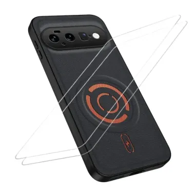 Coque Google Pixel 11 WANLONFENG KJB1 textile magnétique avec 2 verres trempés