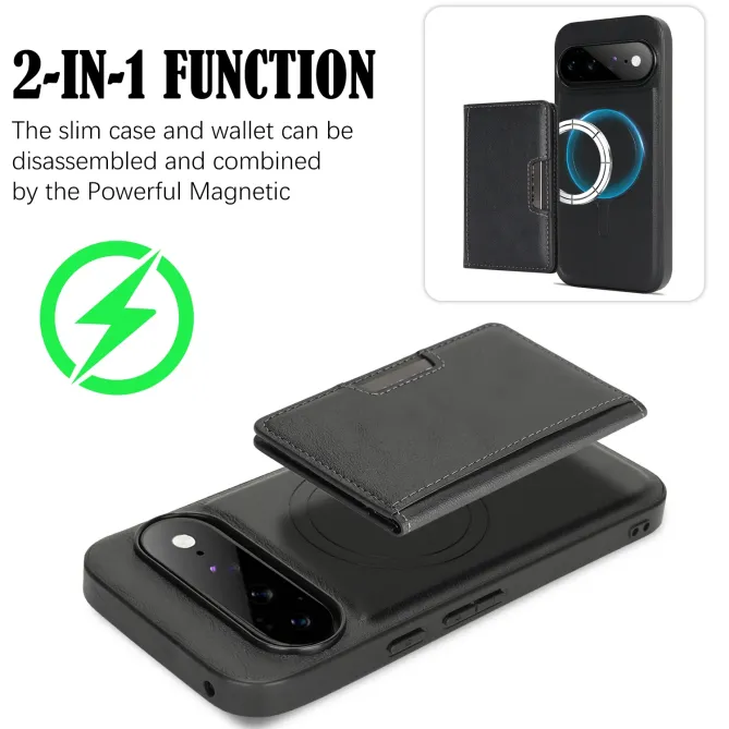 Coque Google Pixel 11 Pro magnétique avec étui cartes pliable