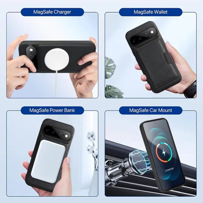 Coque Google Pixel 11 Pro magnétique avec étui cartes pliable