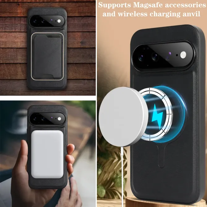 Coque Google Pixel 11 magnétique fine avec porte-cartes 3 cartes
