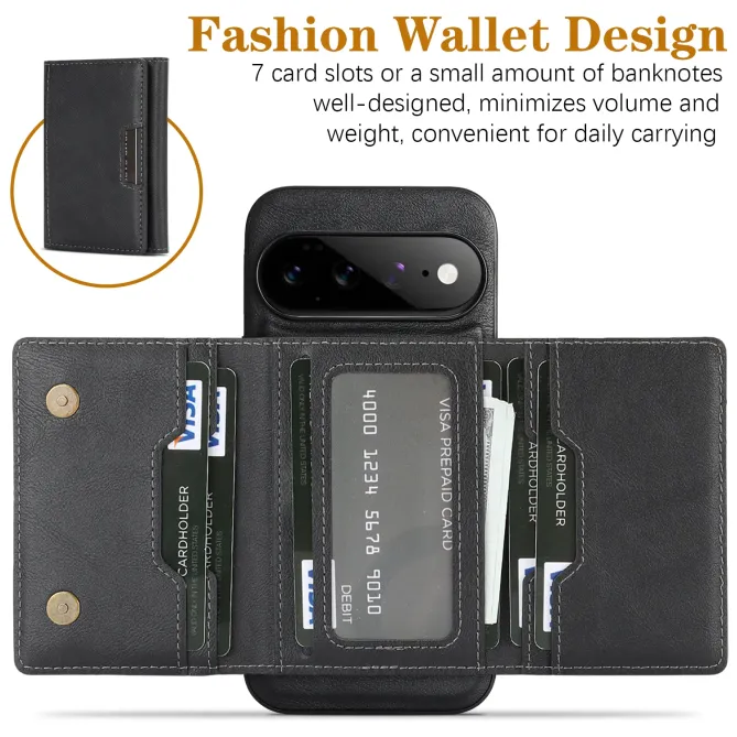 Coque Google Pixel 11 Pro magnétique avec étui cartes trois volets