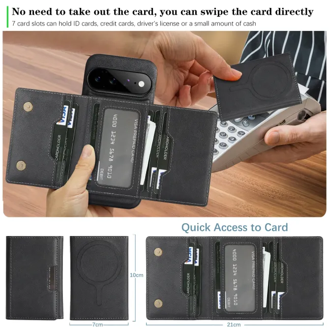 Coque Google Pixel 11 Pro magnétique avec étui cartes trois volets