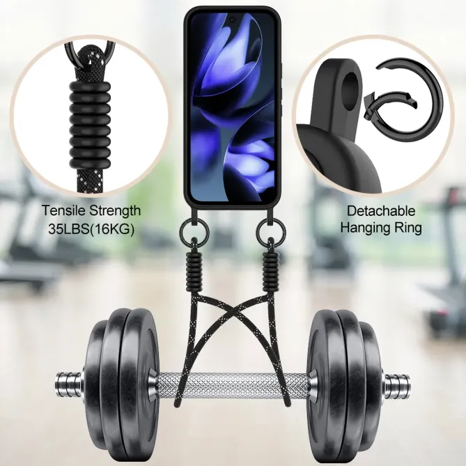 Coque Google Pixel 11 Pro XL effet silicone avec porte-carte et dragonne
