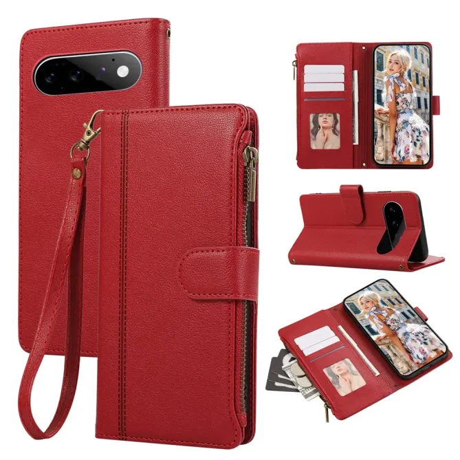 Housse Google Pixel 11 Pro XL zippée multi-cartes avec dragonne 3 cartes