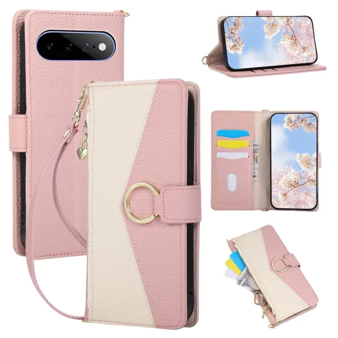 Housse Google Pixel 11 zippée bicolore avec dragonne en simili cuir
