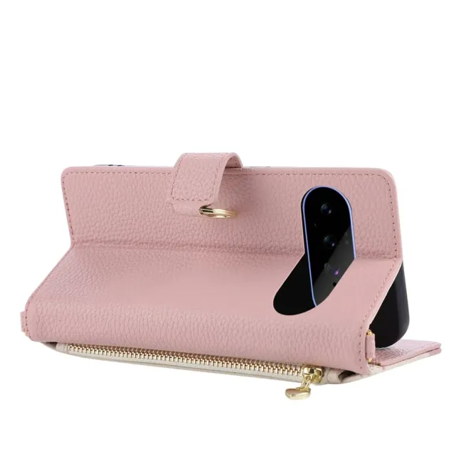 Housse Google Pixel 11 zippée bicolore avec dragonne en simili cuir