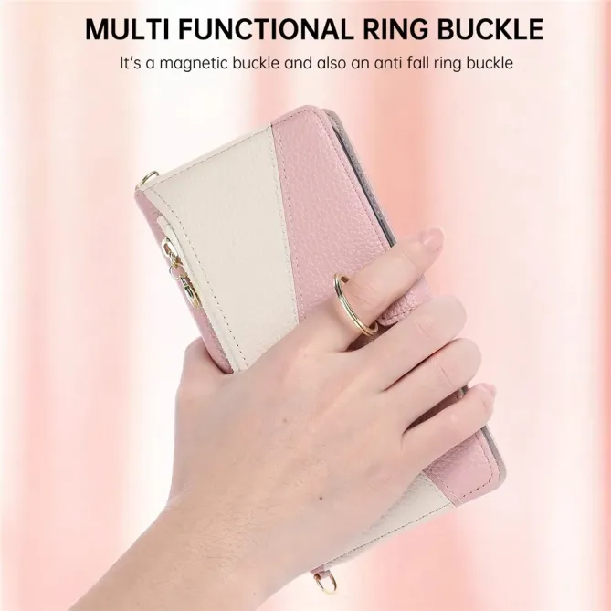 Housse Google Pixel 11 zippée bicolore avec dragonne en simili cuir