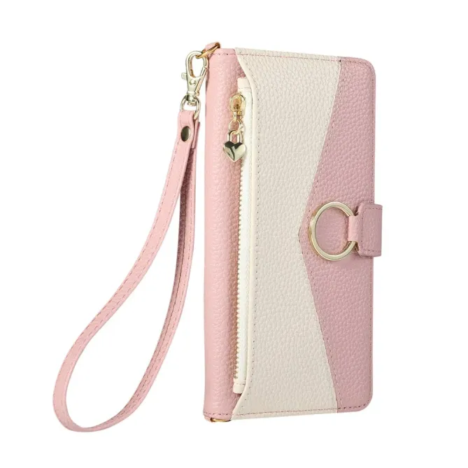 Housse Google Pixel 11 zippée bicolore avec dragonne en simili cuir