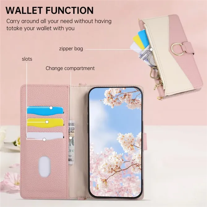 Housse Google Pixel 11 Pro zippée bicolore avec dragonne en simili cuir