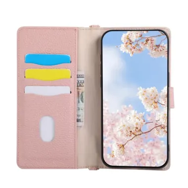 Housse Google Pixel 11 Pro XL zippée bicolore avec dragonne en simili cuir