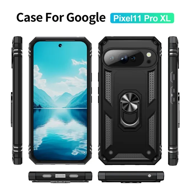 Coque Google Pixel 11 Pro XL avec support intégré en TPU, polycarbonate et métal