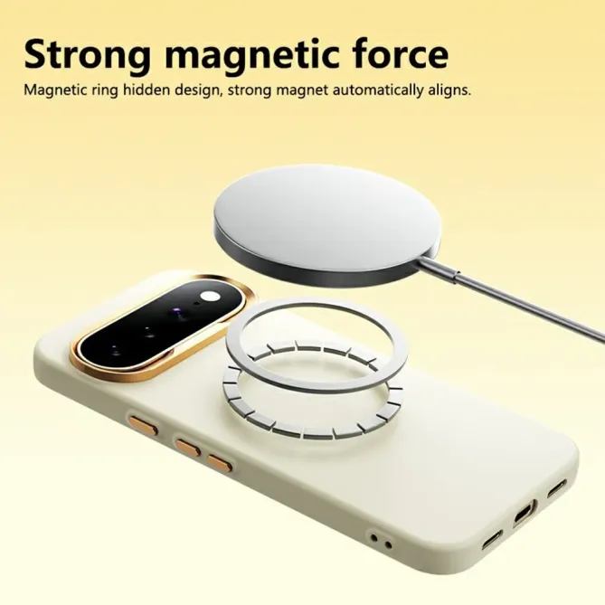 Coque Google Pixel 11 Pro XL ABEEL magnétique effet silicone en silicone liquide et polycarbonate