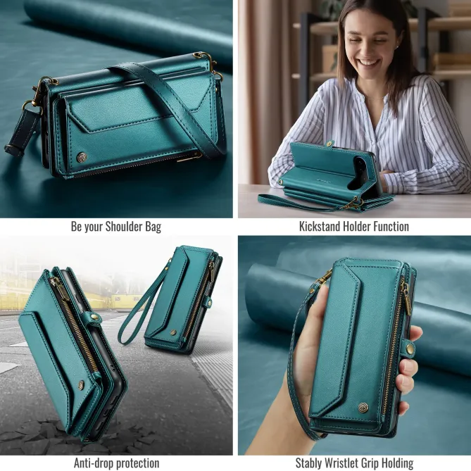Housse Google Pixel 11 Pro XL CASEME zippée 10 cartes avec dragonne