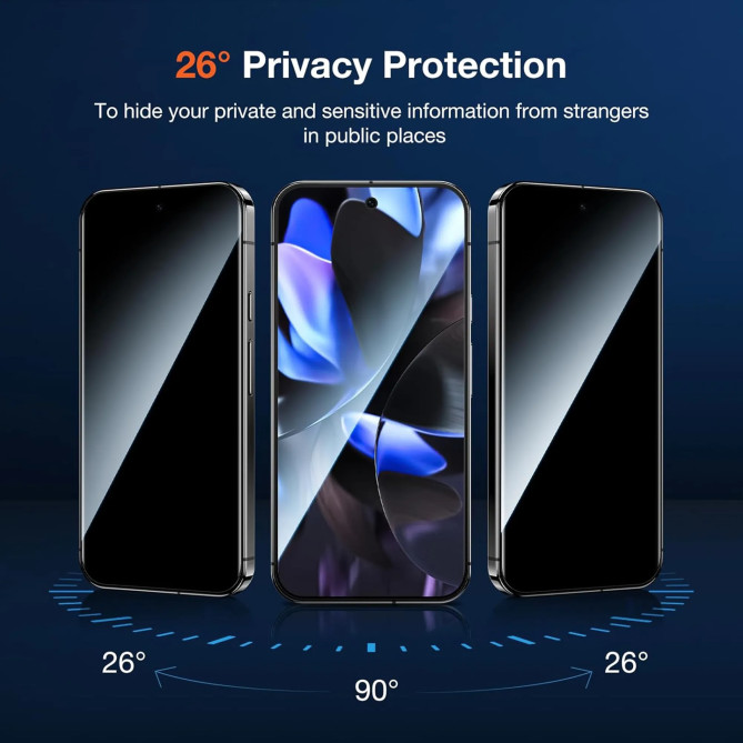 Verre Trempé Pixel 11 9H+ Confidentialité Intégral Contour Noir