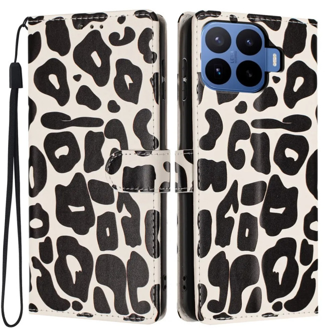 Housse léopard Xiaomi 17T Pro portefeuille avec dragonne