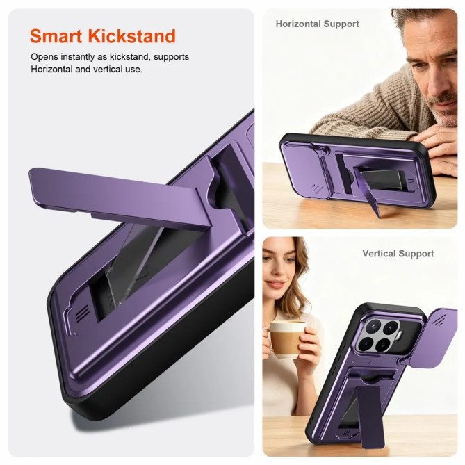 Coque Xiaomi 17T Pro avec cache photo, carte et support 2 positions