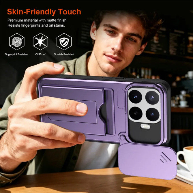 Coque Xiaomi 17T Pro avec cache photo, carte et support 2 positions