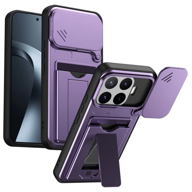 Coque Xiaomi 17T avec cache caméra, porte-carte et support