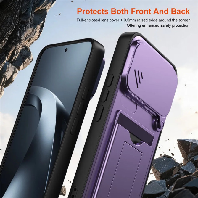 Coque Xiaomi 17T avec cache caméra, porte-carte et support