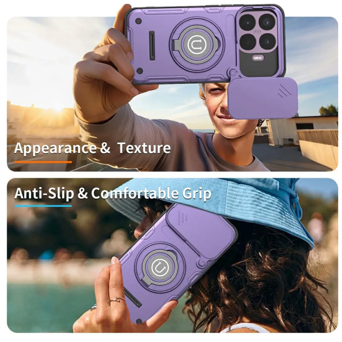 Coque Xiaomi 17T Pro cache caméra 2 mm, anneau 360° et voiture
